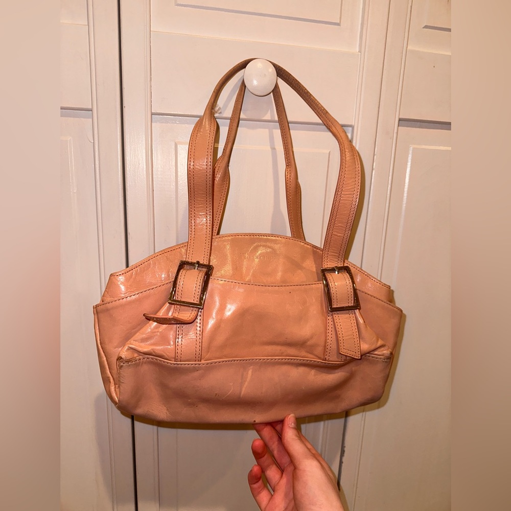 Light pink leather handbag